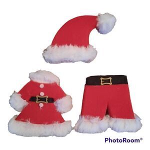 Velvet Santa Coat Jacket Pants and Hat Christmas Ornaments